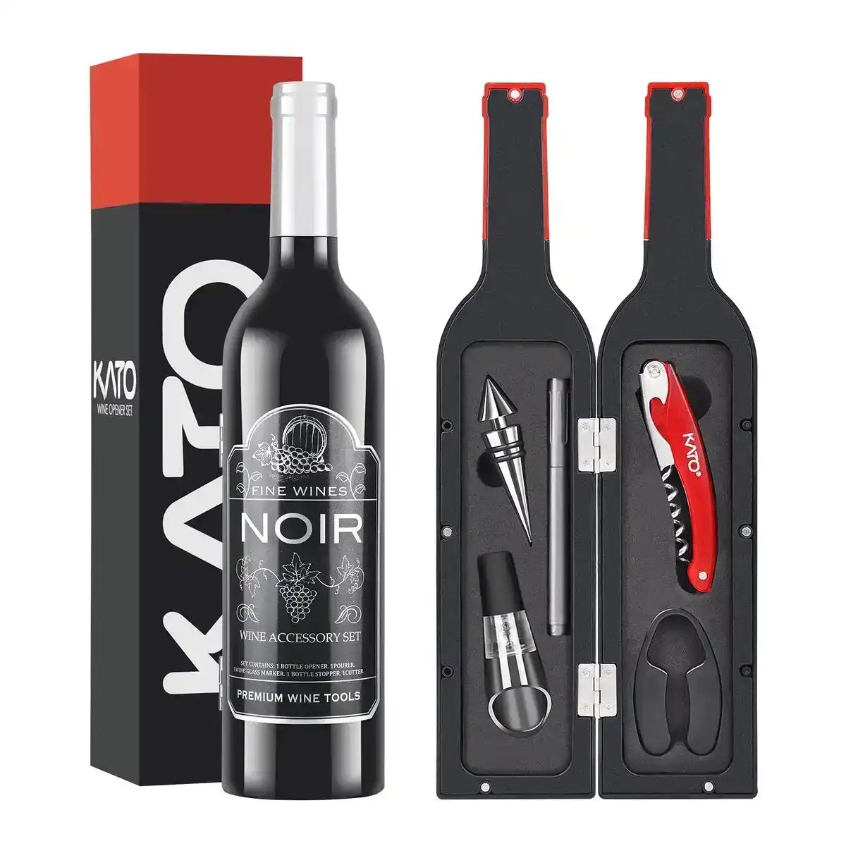 Kato Grey Bottleneck Wine Accessory Set - Aerator Pourer Stopper Foil Cutter- Japan Figure Store - #1 Bring To You The Best Japanese Goods