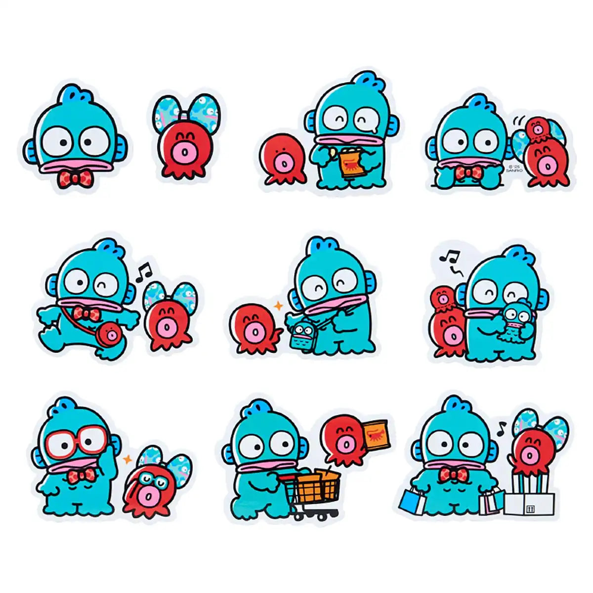 Sanrio Sticker & Case Set Hangyodon and Sayuri 10 PVC Designs Stationery