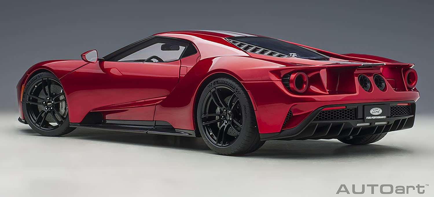 Autoart 1/12 Ford GT 2017 Model in Metallic Red with Silver Stripes 12106