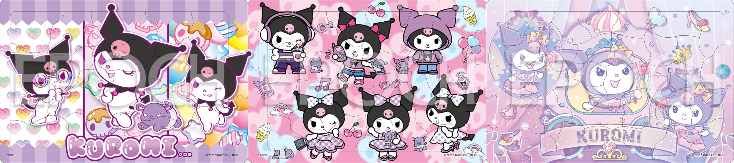 Epoch Apollo's Step 3-Puzzle Set 18/24/32 Pieces for Kids Ages 5+ - Sanrio Kuromi