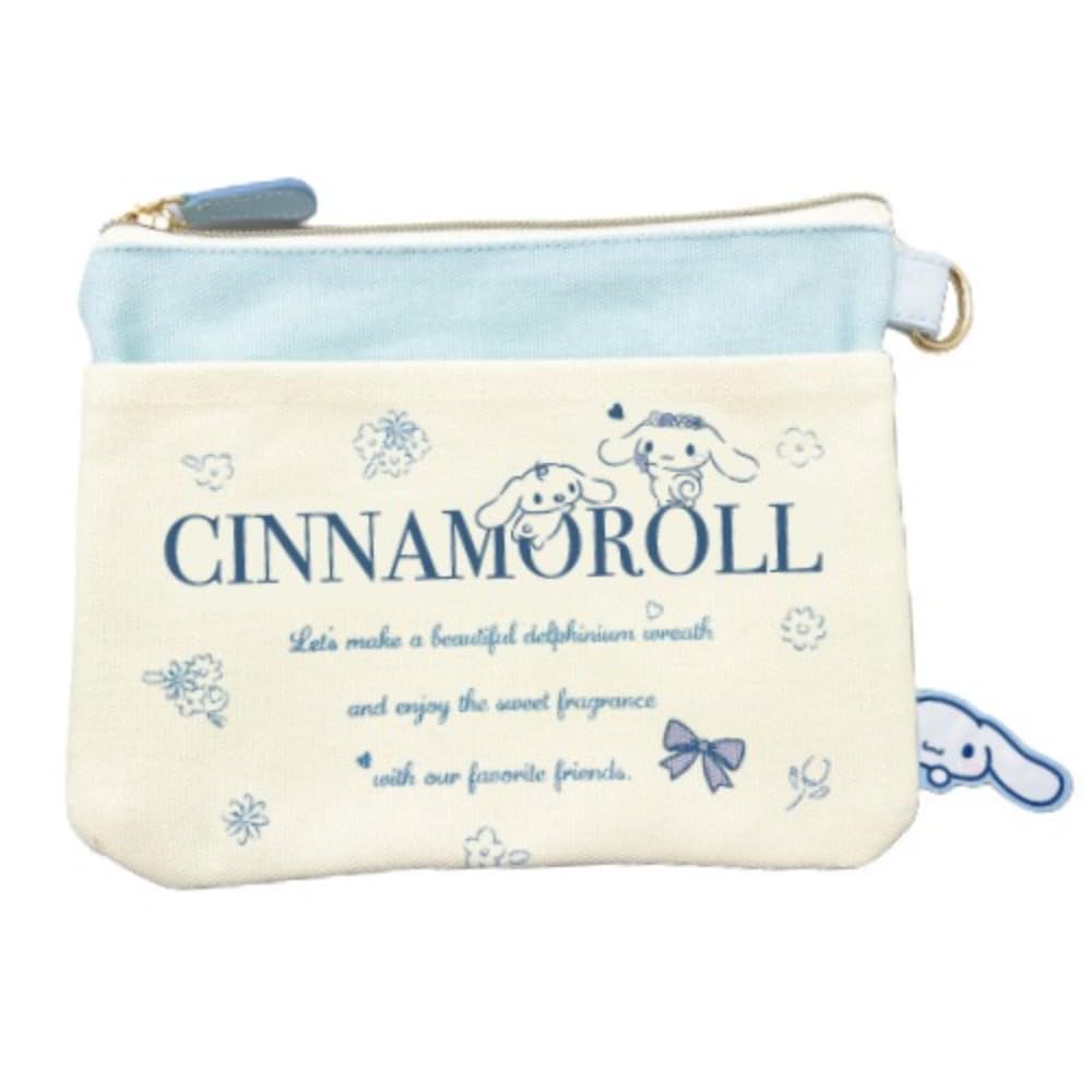 San-X Canvas Flat Pouch - Cinnamoroll Print - Cute Sanrio Characters- Japan Figure Store - #1 Bring To You The Best Japanese Goods