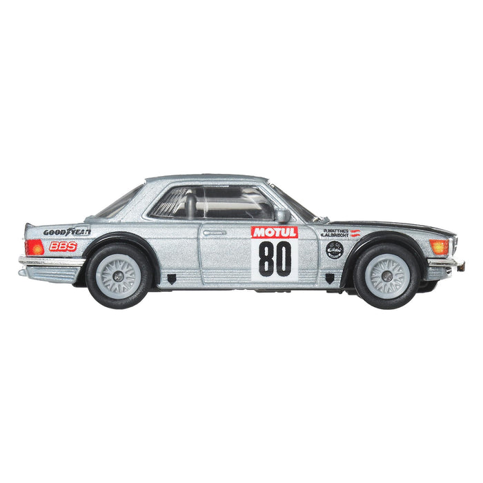 Mattel Hot Wheels Boulevard Mercedes-Benz 500 SLC Rally des années 80, jouet argenté