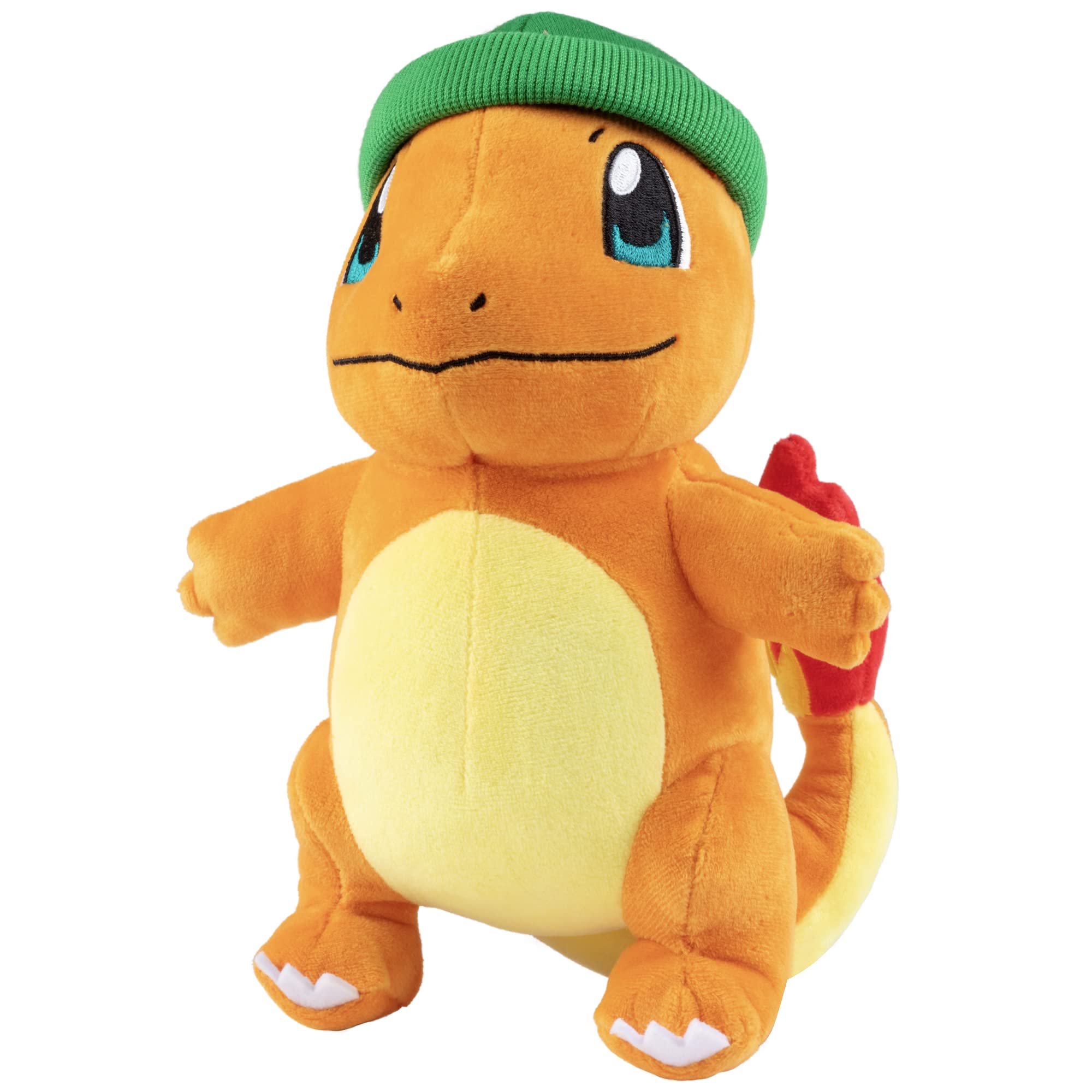 Pokémon Charmander en peluche de 20 cm (8 pouces) en édition de Noël avec chapeau d'hiver - Cadeau idéal pour les enfants
