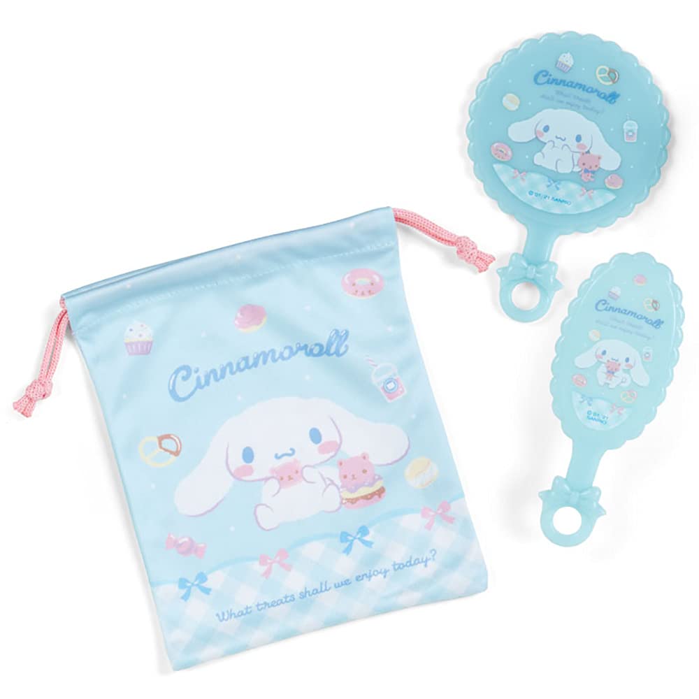 Sanrio Cinnamoroll Mirror Brush Set Cute Portable Beauty Accessory- Japan Figure Store - #1 Bring To You The Best Japanese Goods