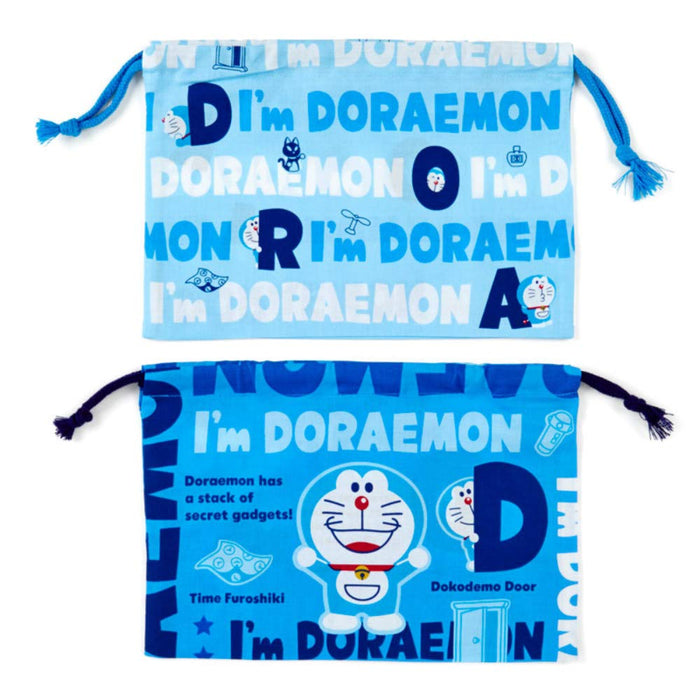 Sanrio Doraemon Lunch Drawstring Bag Set of 2 - I'm Doraemon Design- Japan Figure Store - #1 Bring To You The Best Japanese Goods