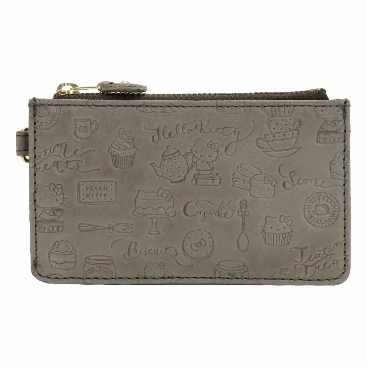Sanrio Hello Kitty Gray Genuine Leather Mini Wallet Coin and Card Case- Japan Figure Store - #1 Bring To You The Best Japanese Goods