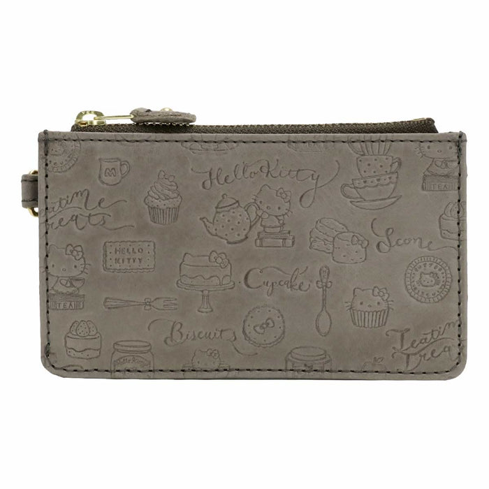 Sanrio Hello Kitty Gray Genuine Leather Mini Wallet Coin and Card Case- Japan Figure Store - #1 Bring To You The Best Japanese Goods