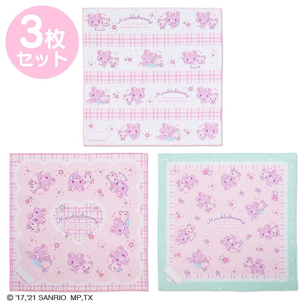 Sanrio Mewkledreamy Lunch Cloth Set Of 3 43x43cm 100% Cotton Name Space Included- Japan Figure Store - #1 Bring To You The Best Japanese Goods