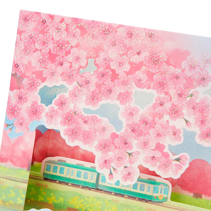 Sanrio Message Card Spring Cherry Blossom Rape Blossom Train Greeting Card- Japan Figure Store - #1 Bring To You The Best Japanese Goods