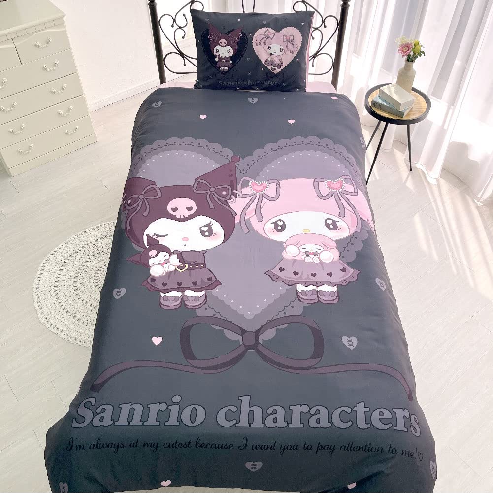 Sanrio Midnight Melo Kuromi My Melody Single Duvet Cover Set 3-Piece- Japan Figure Store - #1 Bring To You The Best Japanese Goods