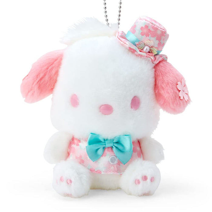 Sanrio Pochacco Sakura Dress Mascot Holder - Adorable Plush Keychain- Japan Figure Store - #1 Bring To You The Best Japanese Goods