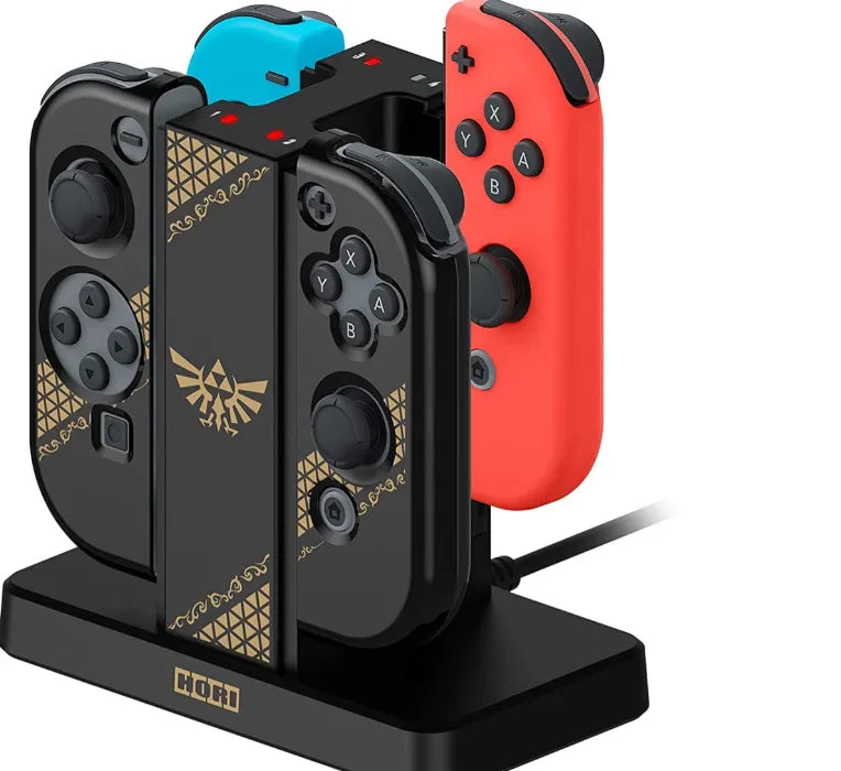 Hori The Legend Of Zelda (Zelda No Densetsu) Joycon Charging Stand & Pc Hard Cover Set For Nintendo Switch New