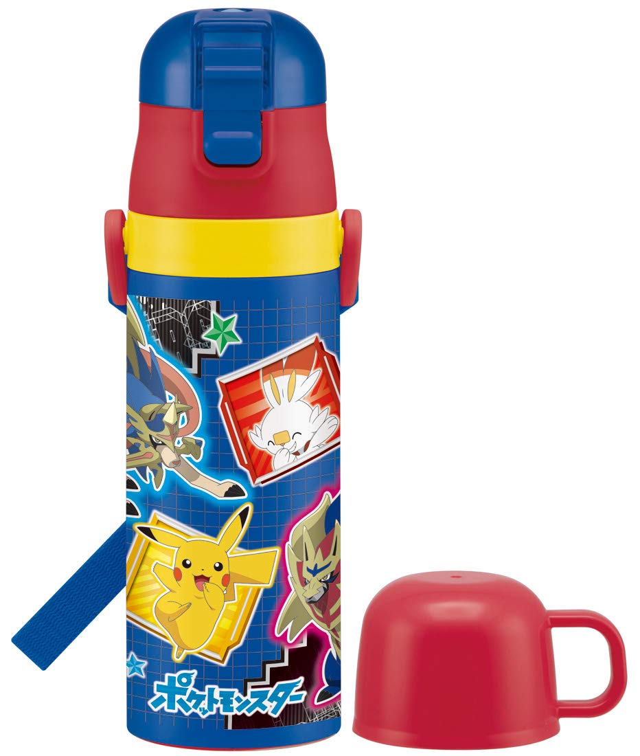 Skater 2-Way Kids Stainless Steel Water Bottle with Cup Pokemon Design 430Ml Capacity- Japan Figure Store - #1 Bring To You The Best Japanese Goods