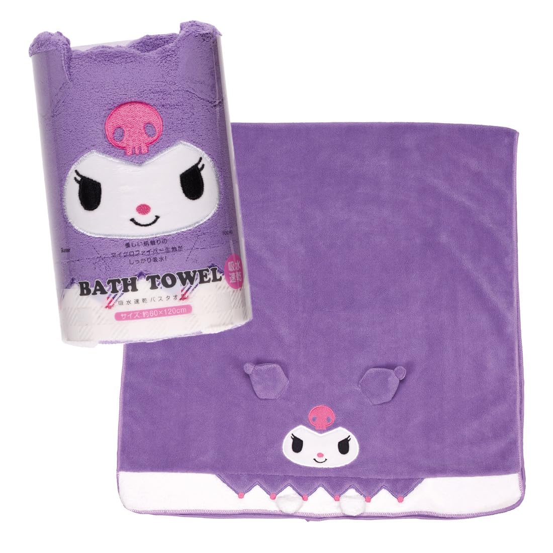 Skater Quick Drying Absorbent Bath Towel Kuromi Sanrio Design 60cm x 120cm- Japan Figure Store - #1 Bring To You The Best Japanese Goods
