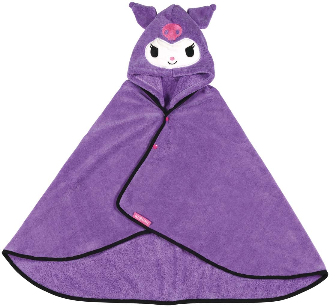Skater Quick-Drying Absorbent Hooded Bath Poncho Kuromi Sanrio 108cm x 92cm- Japan Figure Store - #1 Bring To You The Best Japanese Goods