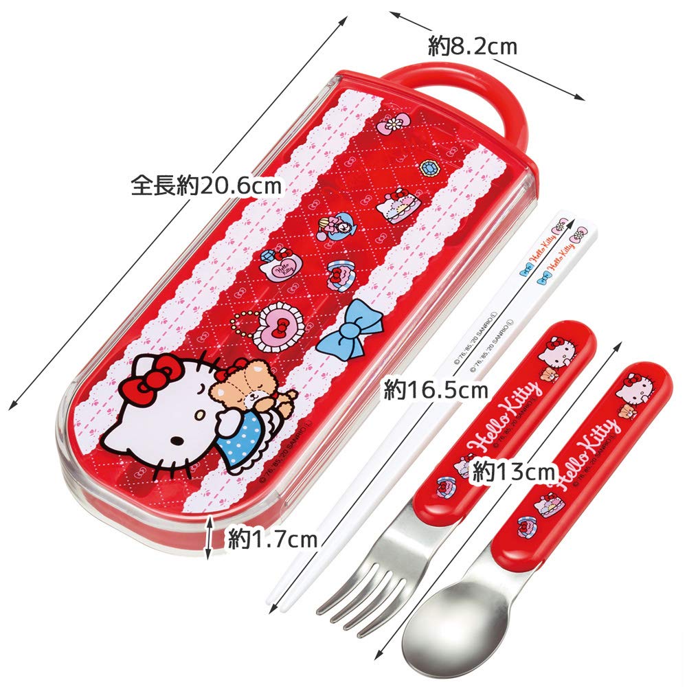 Skater Hello Kitty Kids Trio Set - Ag+ Antibacterial Chopsticks Spoon Fork - Made in Japan- Japan Figure Store - #1 Bring To You The Best Japanese Goods