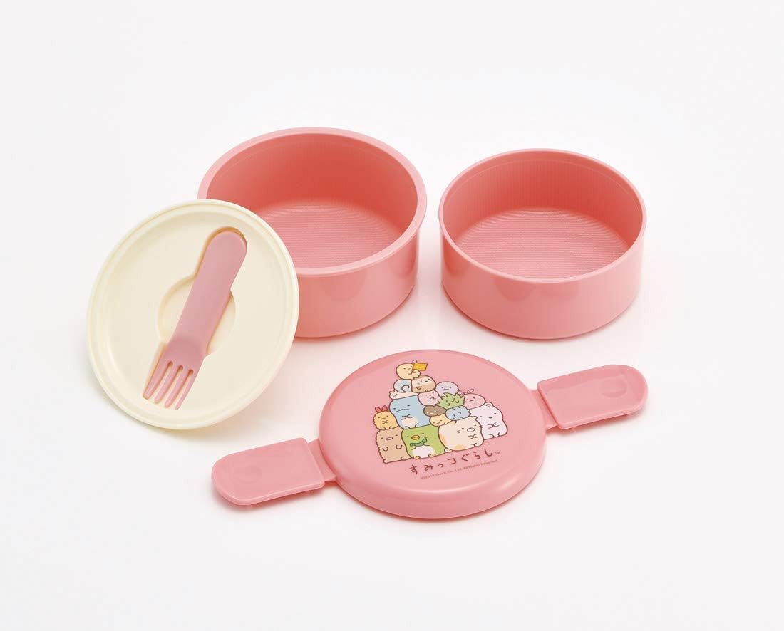 Skater Sumikko Gurashi Pink 2 Tier Round Bento Box 500ml Made in Japan- Japan Figure Store - #1 Bring To You The Best Japanese Goods