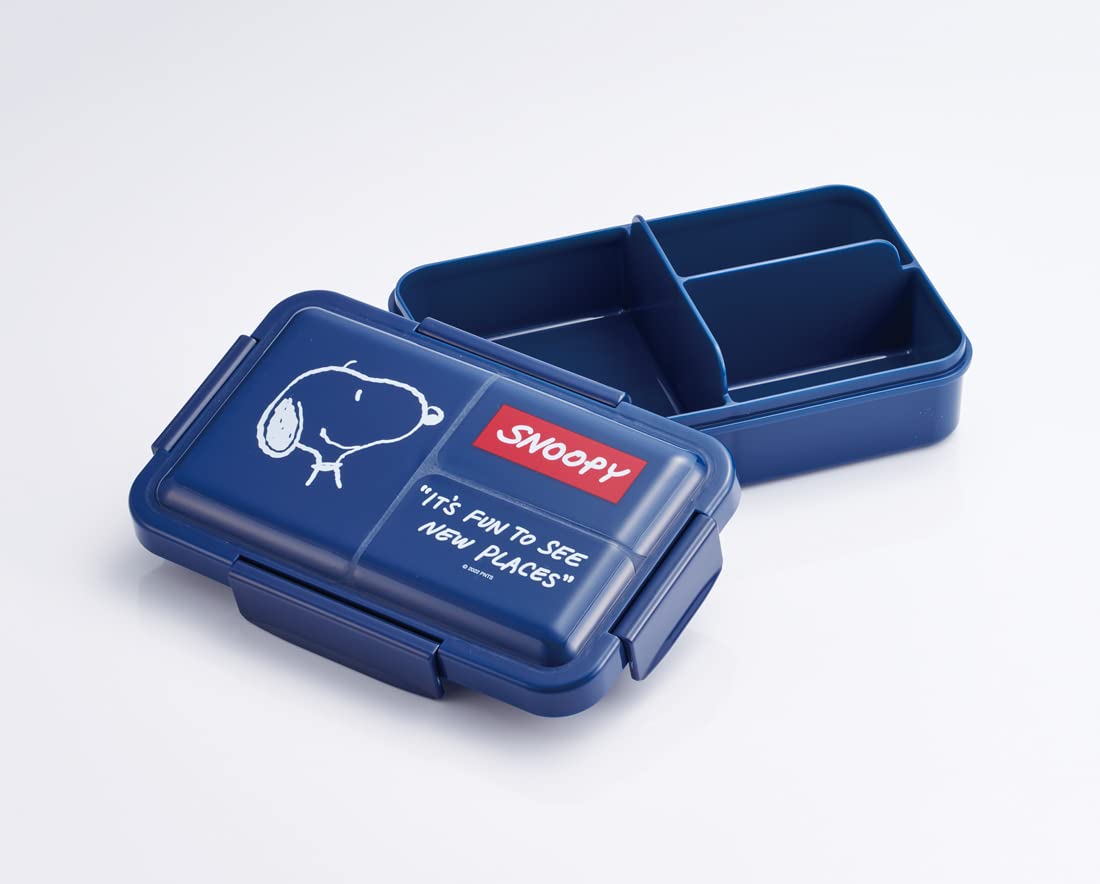 Skater Men's Navy Snoopy Bento Box 850ml 4-Point Lock with Antibacterial Gasket- Japan Figure Store - #1 Bring To You The Best Japanese Goods