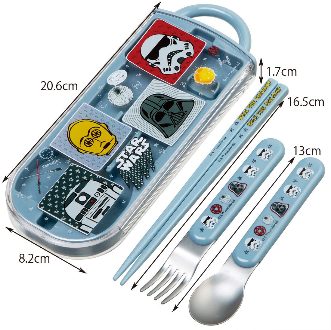 Skater Trio Set Kid's Bento Chopsticks Fork & Spoon - 16.5cm Star Wars & Disney Doodles- Japan Figure Store - #1 Bring To You The Best Japanese Goods
