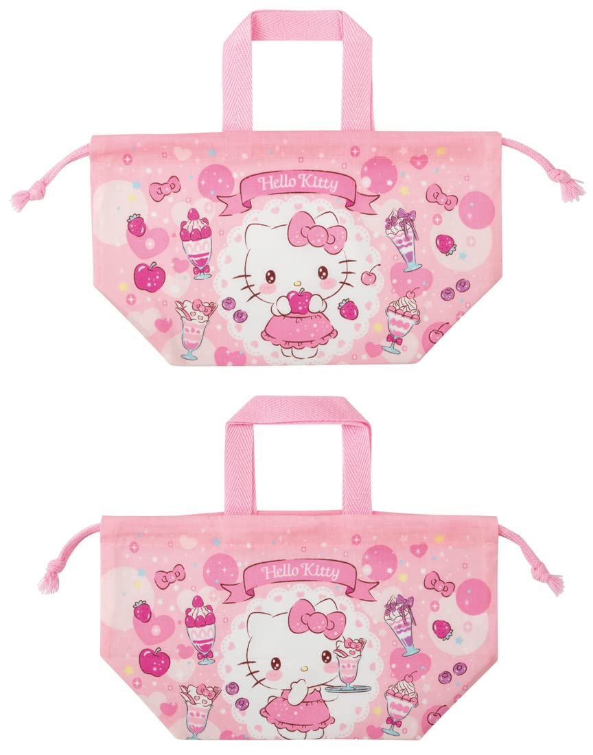 Skater Hello Kitty Sweets Lunch Box Bag for Girls Drawstring with Gusset Made in Japan- Japan Figure Store - #1 Bring To You The Best Japanese Goods