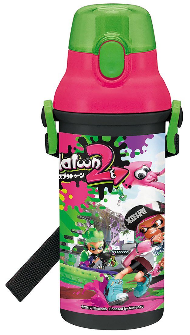 Skater Kids 480ml One-Touch Plastic Water Bottle Made in Japan - Splatoon 2 Design- Japan Figure Store - #1 Bring To You The Best Japanese Goods