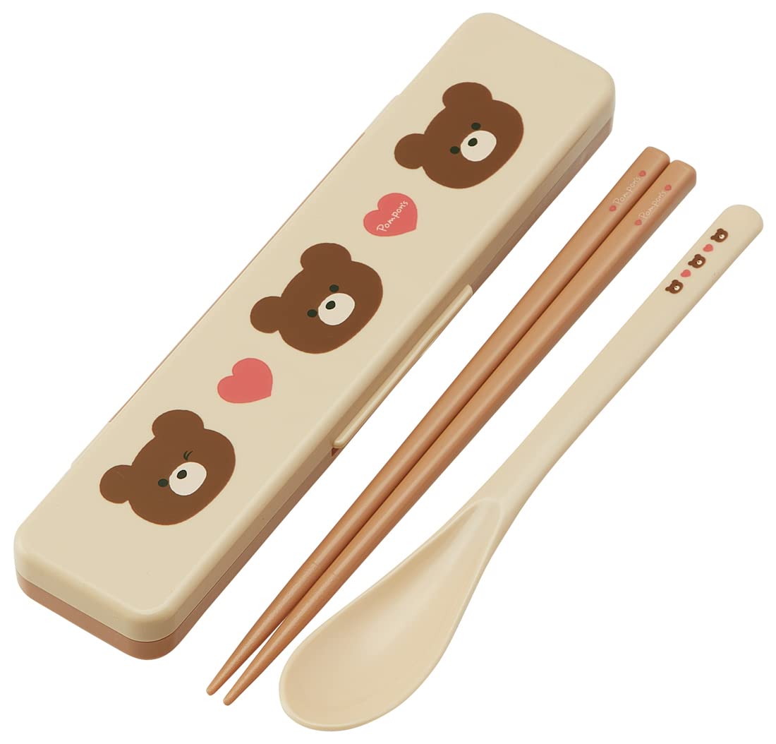 Skater Adult Antibacterial Chopsticks & Spoon Set Pompon's Bear 18cm - Made in Japan- Japan Figure Store - #1 Bring To You The Best Japanese Goods