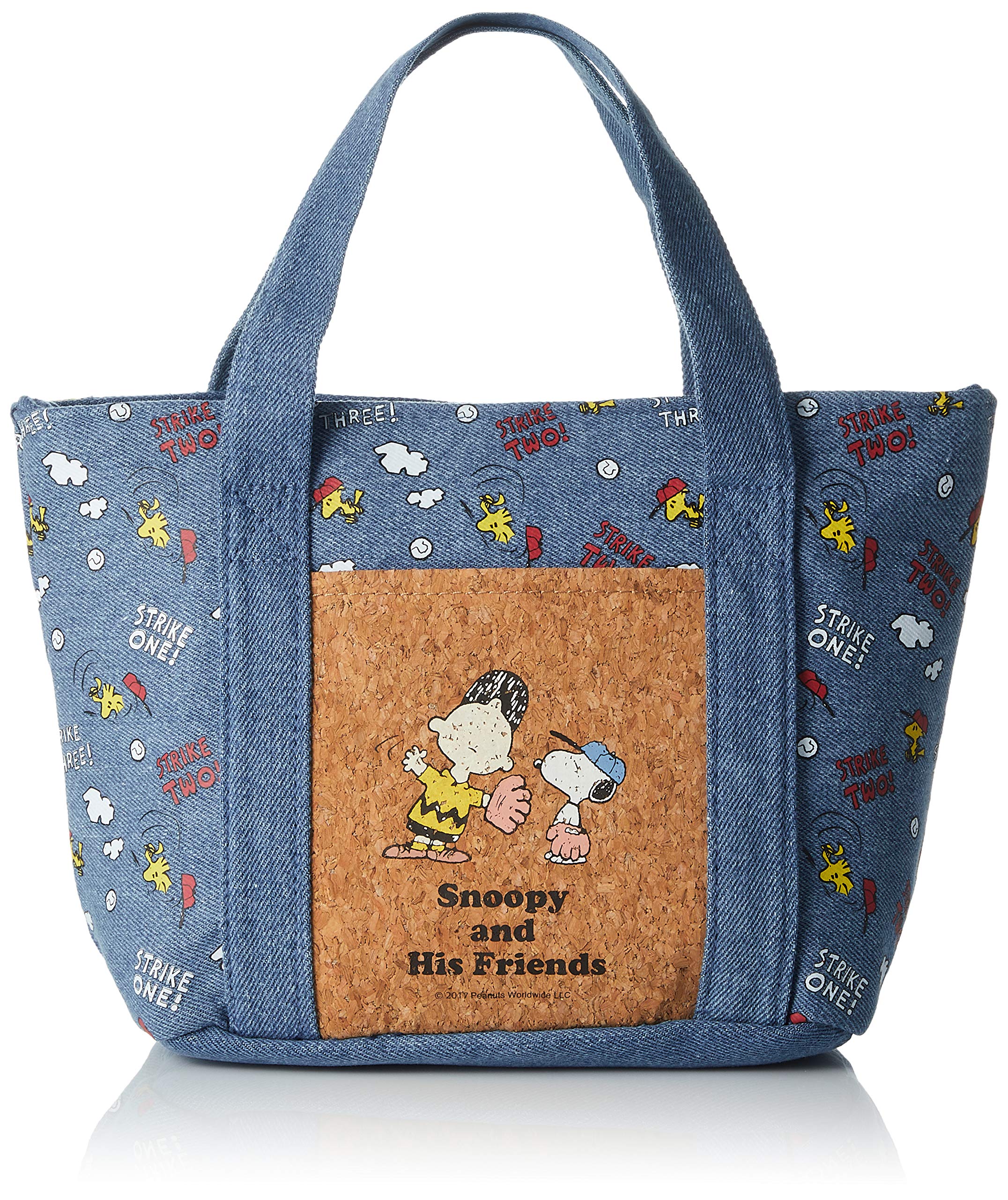 Skater Snoopy Themed Denim Cooler Bag with Cork Pocket - Peanuts Collection- Japan Figure Store - #1 Bring To You The Best Japanese Goods