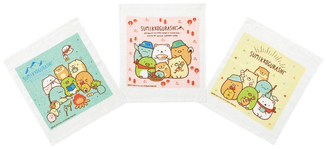 Skater Sumikko Gurashi Camping Hand Towel 3-Pack - Oac1T Model- Japan Figure Store - #1 Bring To You The Best Japanese Goods