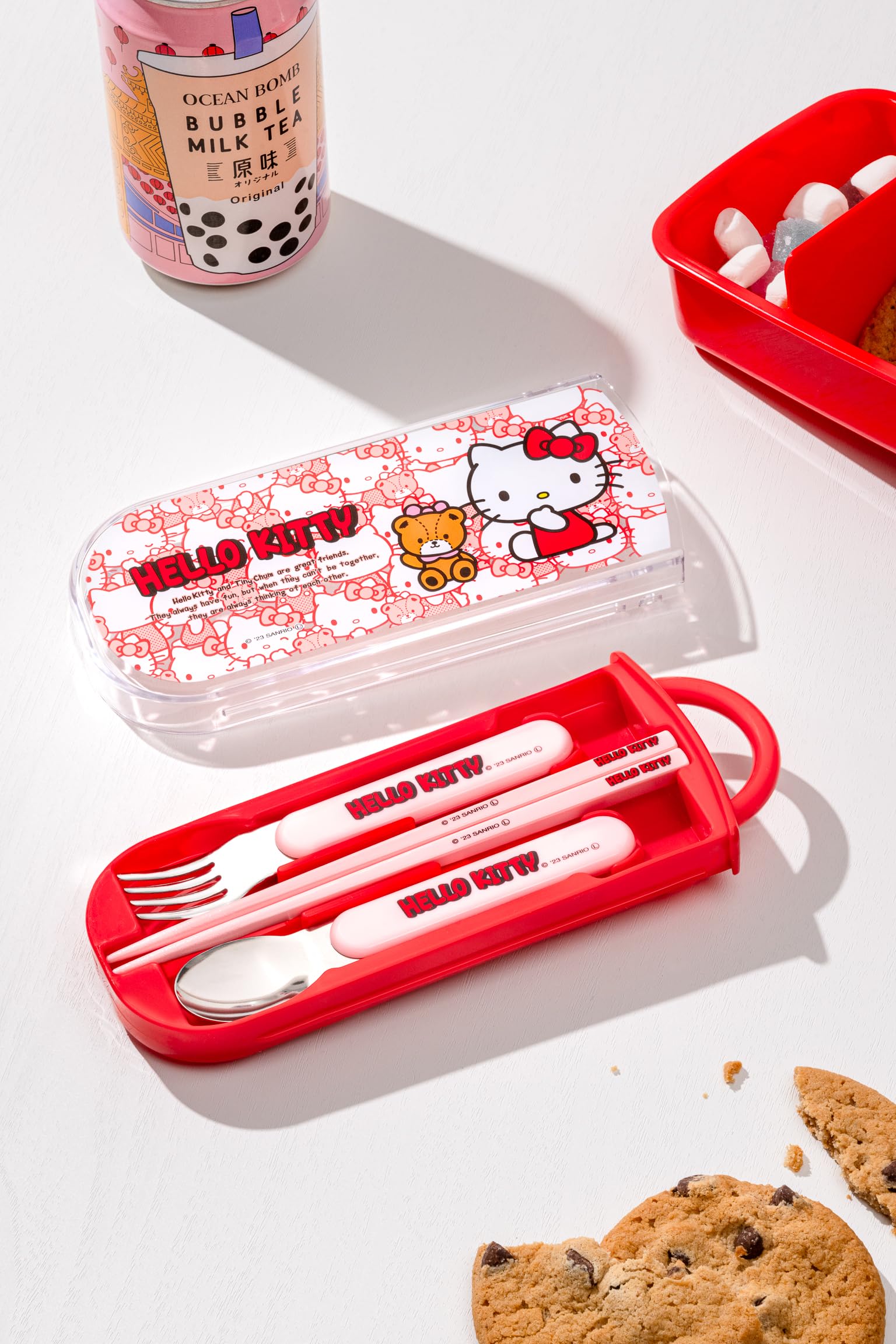 Skater Hello Kitty Lunch Box Trio Set for Kids with Cutlery – Made in Japan- Japan Figure Store - #1 Bring To You The Best Japanese Goods