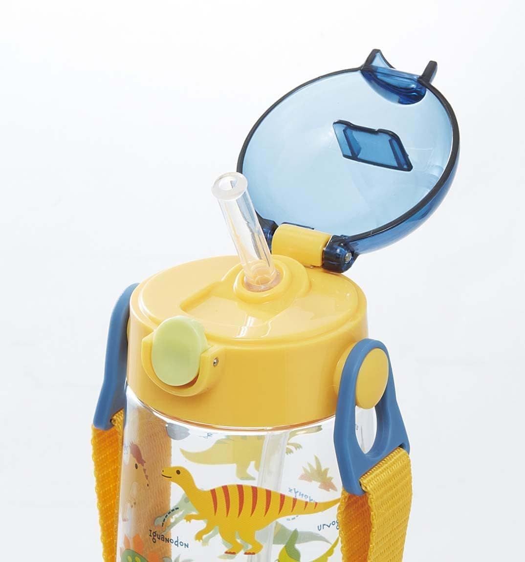 Skater Dinosaur 480ml Clear Kids Water Bottle with Straw for Boys- Japan Figure Store - #1 Bring To You The Best Japanese Goods