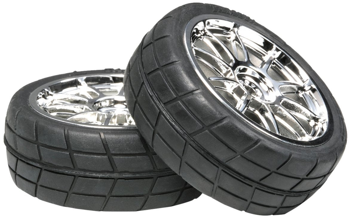 Tamiya Op Parts Chrome 10 Spoke Wheels with Pre-Glued Radial Tires 24mm- Japan Figure Store - #1 Bring To You The Best Japanese Goods