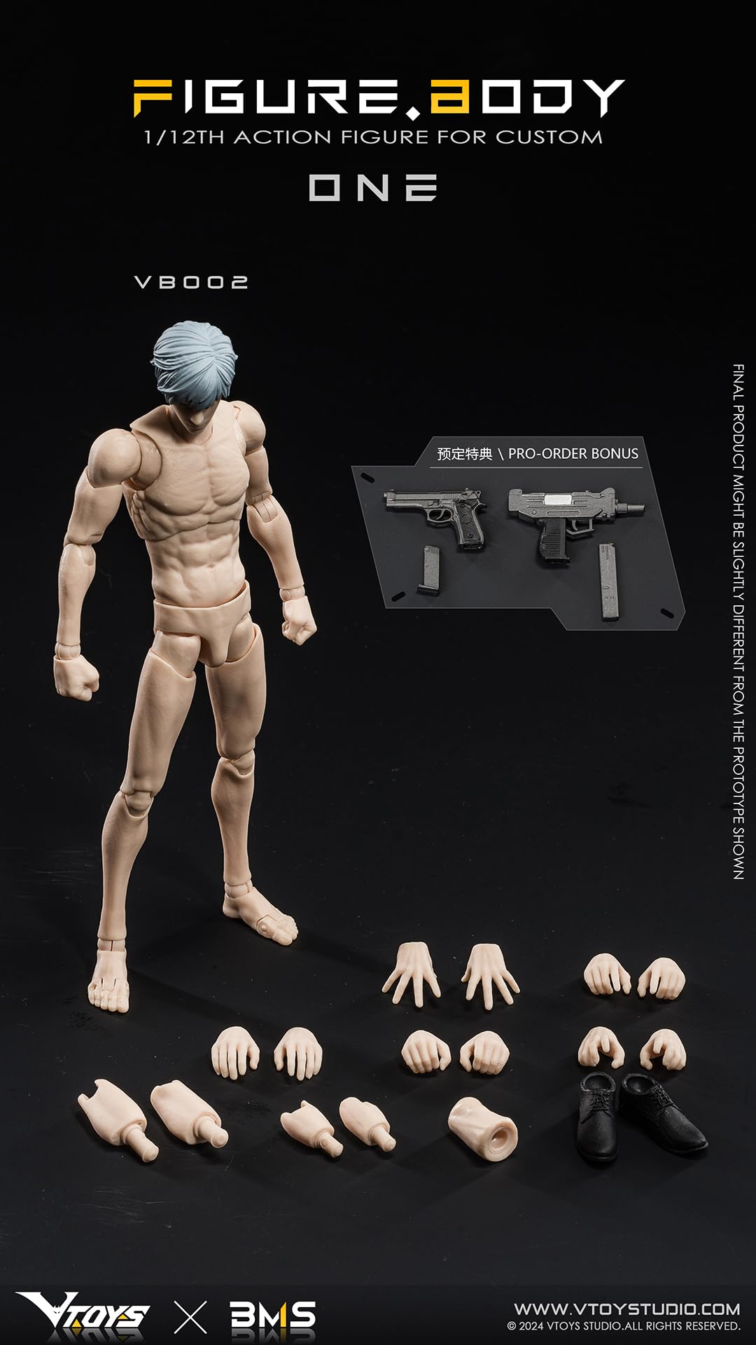 Vtoys X BMS Posable 1/12 Figure Body One VB002 White Skin Japan Action Figure- Japan Figure Store - #1 Bring To You The Best Japanese Goods