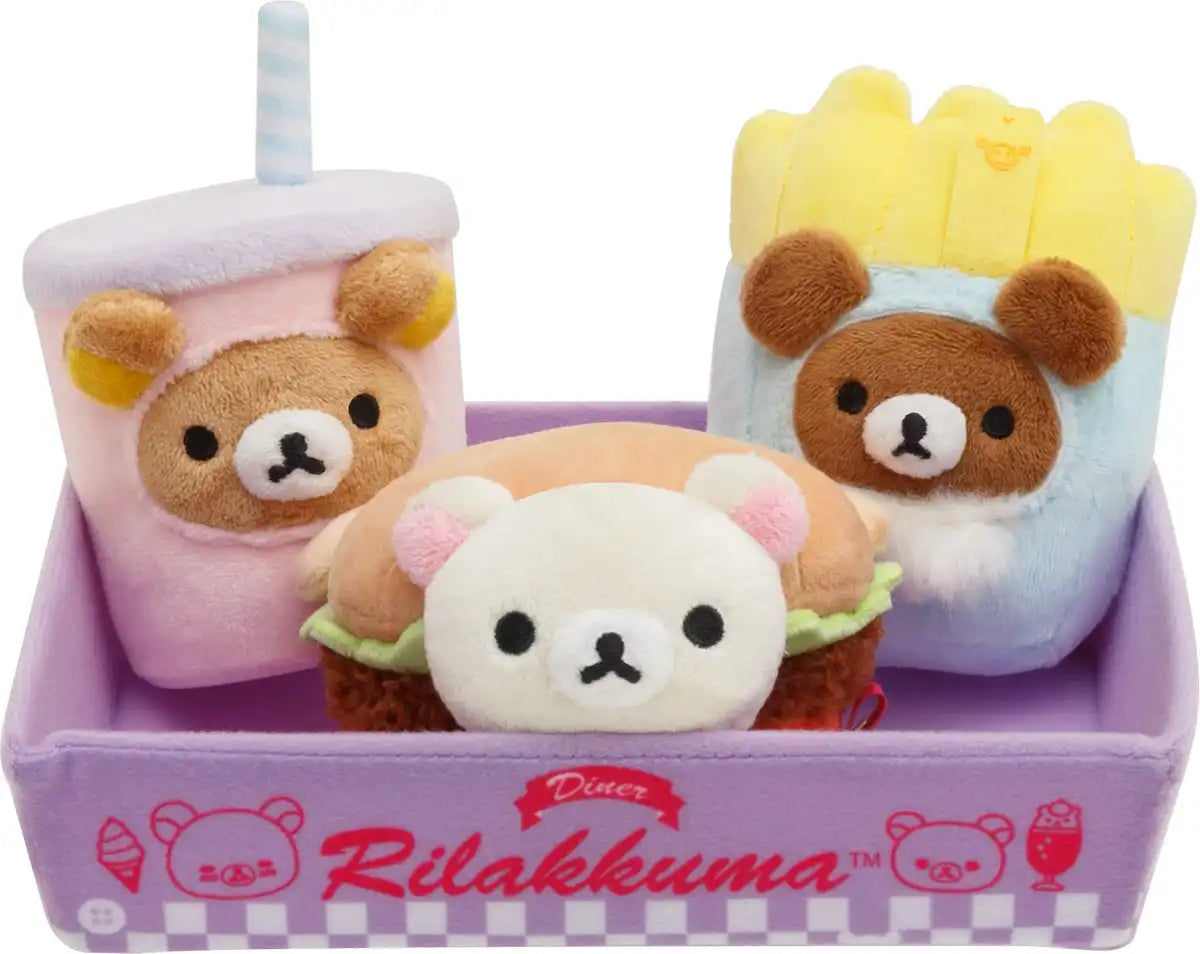San-X Hamburger Stuffed Toy Set (Rilakkuma, Korilakkuma, Chai Roikoguma) Mf90801- Japan Figure Store - #1 Bring To You The Best Japanese Goods