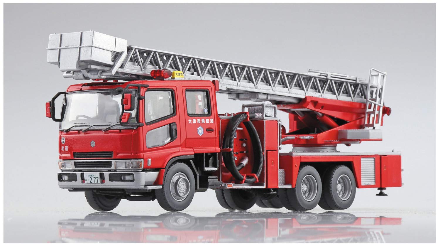 AOSHIMA Working Vehicle Series 1/72 Fire Ladder Truck Otsu Fire Department Plastic Model- Japan Figure Store - #1 Bring To You The Best Japanese Goods