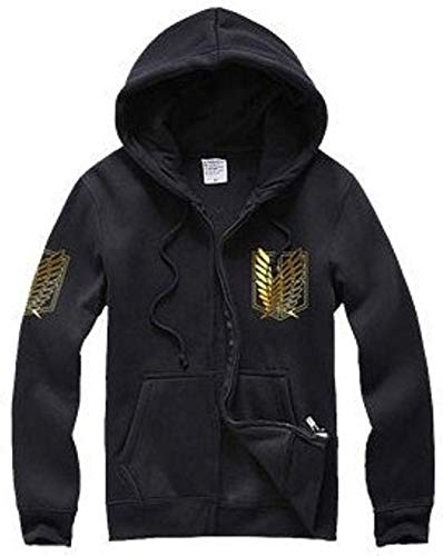 Delivering Love & Peace Attack On Titan Hoodie Basement Key & Necklace Set Survey Corps Wings Of Freedom Cosplay Costume (L Black Gold Wings) Japan- Japan Figure Store - #1 Bring To You The Best Japanese Goods