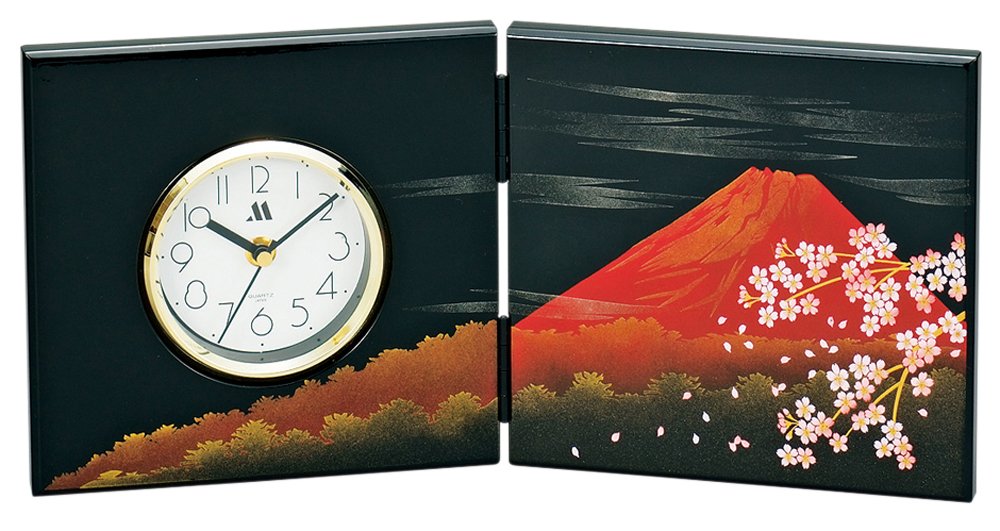 Mitani Yamanaka Lacquerware Folding Screen Clock Fuji Sakura Japan M14326-3 (Medium)- Japan Figure Store - #1 Bring To You The Best Japanese Goods