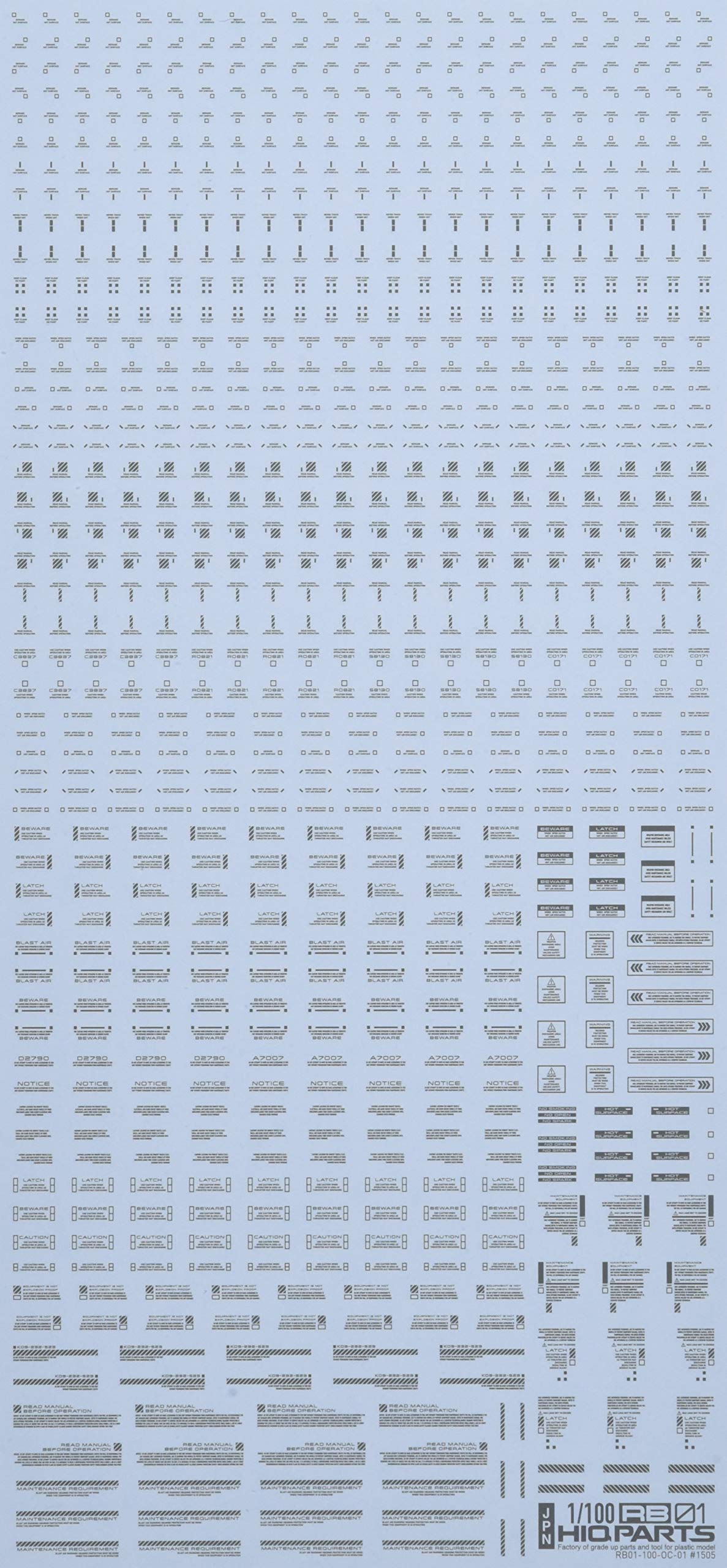 HIQPARTS 1/100 Rb01 Caution Mark Decal Gray- Japan Figure Store - #1 Bring To You The Best Japanese Goods