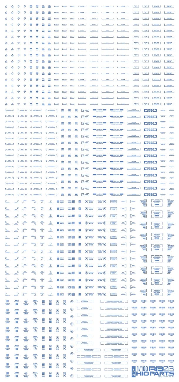 HIQPARTS 1/100 Rb03 Dashboard Decals One Color Blue- Japan Figure Store - #1 Bring To You The Best Japanese Goods