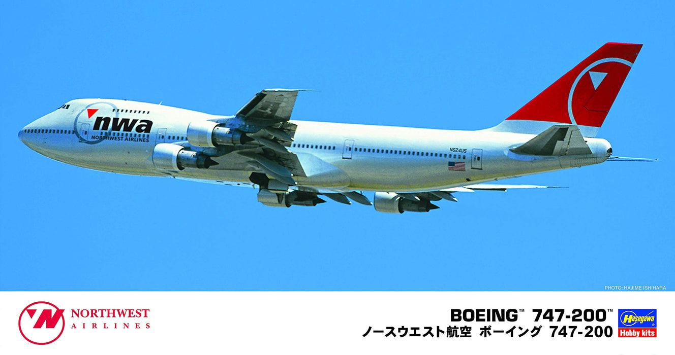 HASEGAWA 1/200 Northwest Airlines Boeing 747-200 Plastic Model- Japan Figure Store - #1 Bring To You The Best Japanese Goods