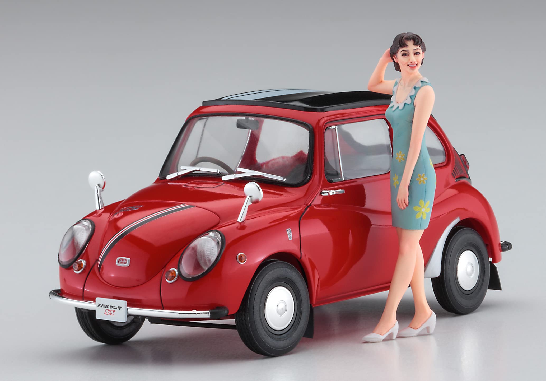 HASEGAWA - 1/24 Subaru 360 Young-Ss - W/ 60'S Girl Figure Plastic Model- Japan Figure Store - #1 Bring To You The Best Japanese Goods