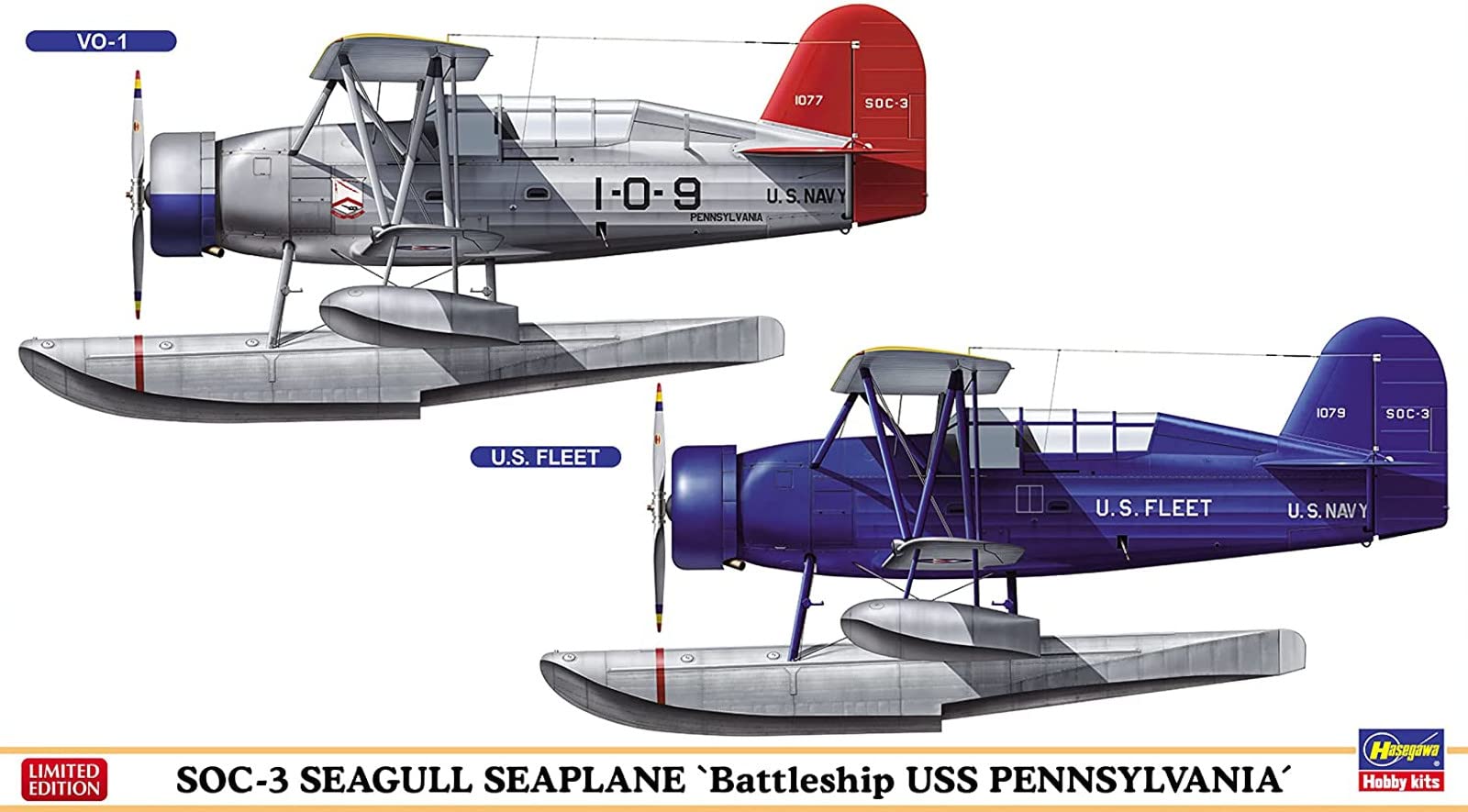HASEGAWA 1/72 Soc3 Seagull Seaplane Type Battleship Pennsylvania Equipped Machine X2 Set Plastic Model- Japan Figure Store - #1 Bring To You The Best Japanese Goods