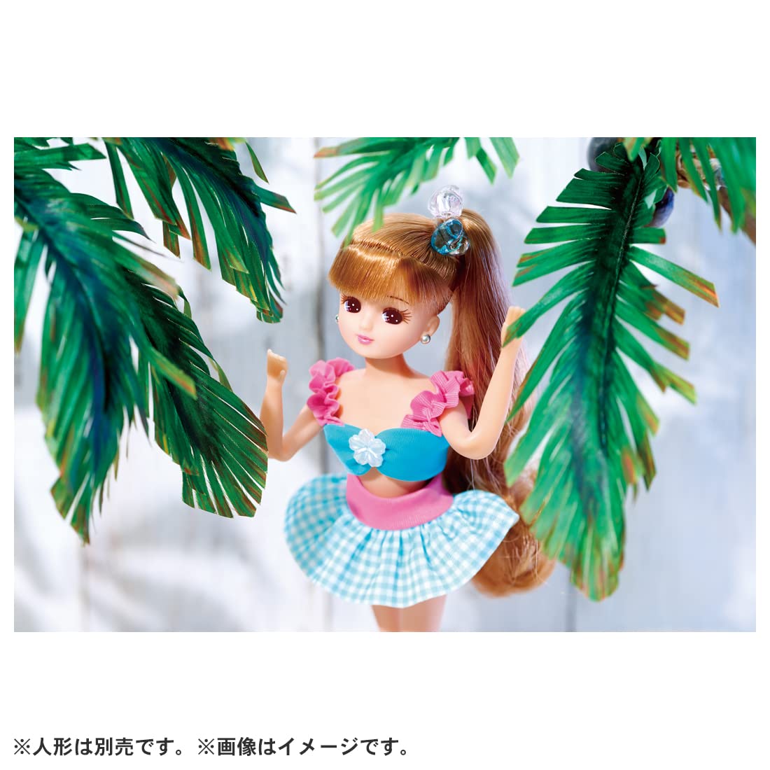 TAKARA TOMY Licca Doll Lw-13 #Licca #Gingham Check & Flower Swimsuit Set- Japan Figure Store - #1 Bring To You The Best Japanese Goods
