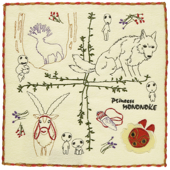 Marushin 1005036800 Hand Towel Ghibli Princess Mononoke 25X25Cm Shishigami Forest 100% Cotton- Japan Figure Store - #1 Bring To You The Best Japanese Goods