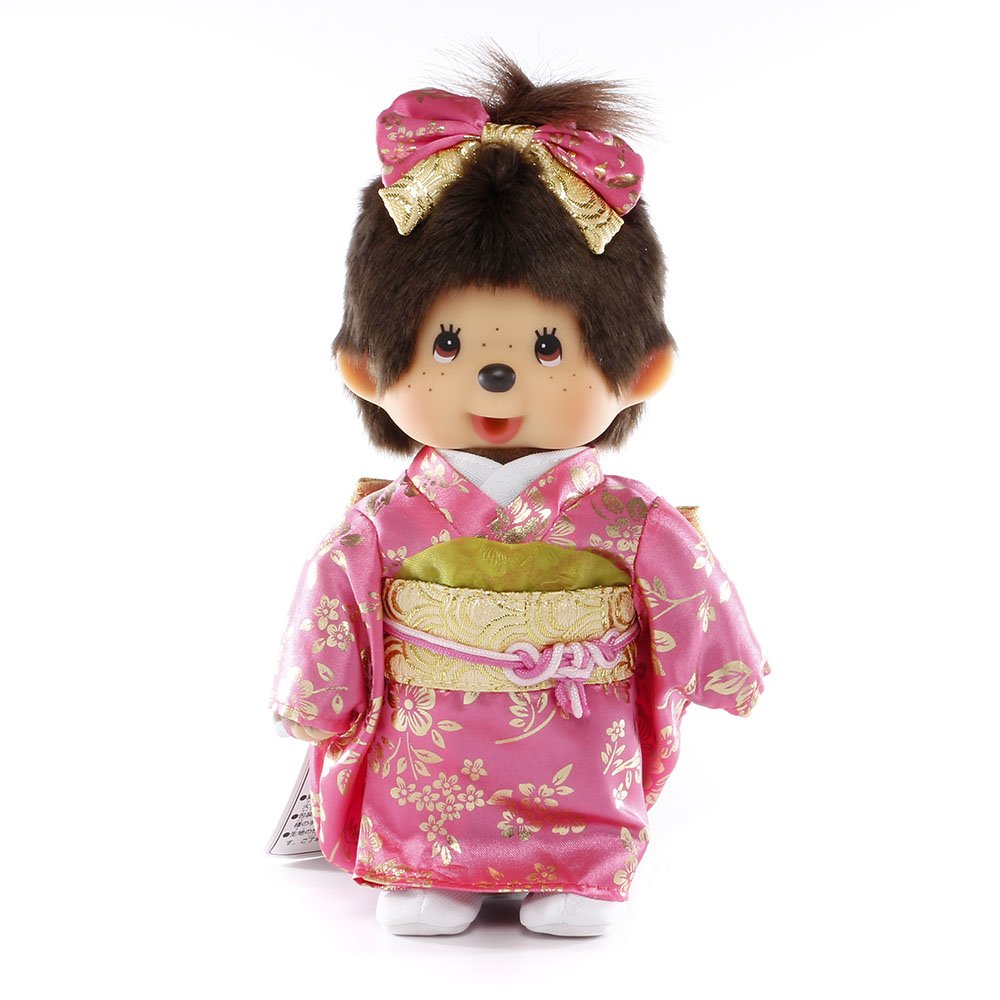 Sekiguchi Monchhichi Girl Plush Toy Furisode Style 20cm Height- Japan Figure Store - #1 Bring To You The Best Japanese Goods