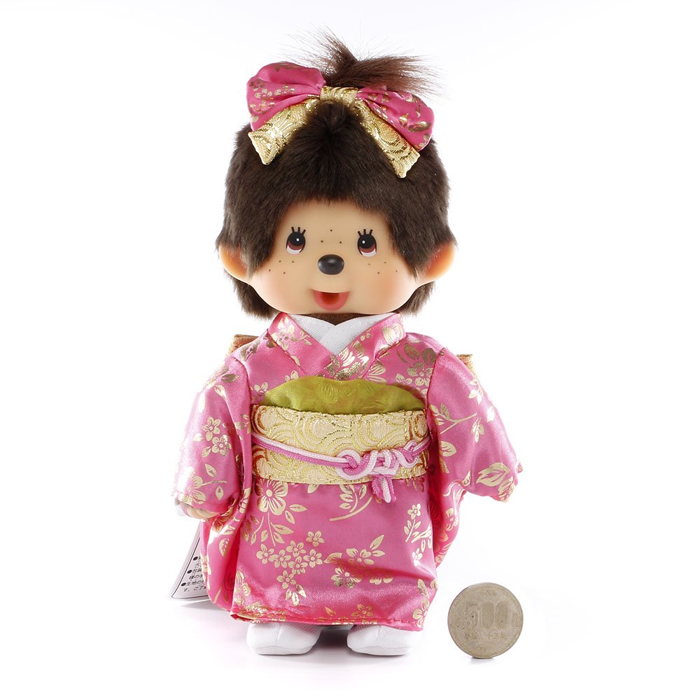 Sekiguchi Monchhichi Girl Plush Toy Furisode Style 20cm Height- Japan Figure Store - #1 Bring To You The Best Japanese Goods