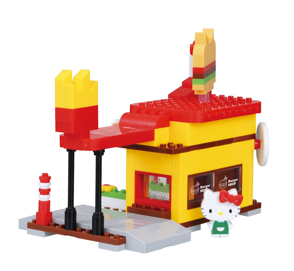 KAWADA Pk-008 Nanoblock Plus Sanrio Hello Kitty Burger Shop- Japan Figure Store - #1 Bring To You The Best Japanese Goods