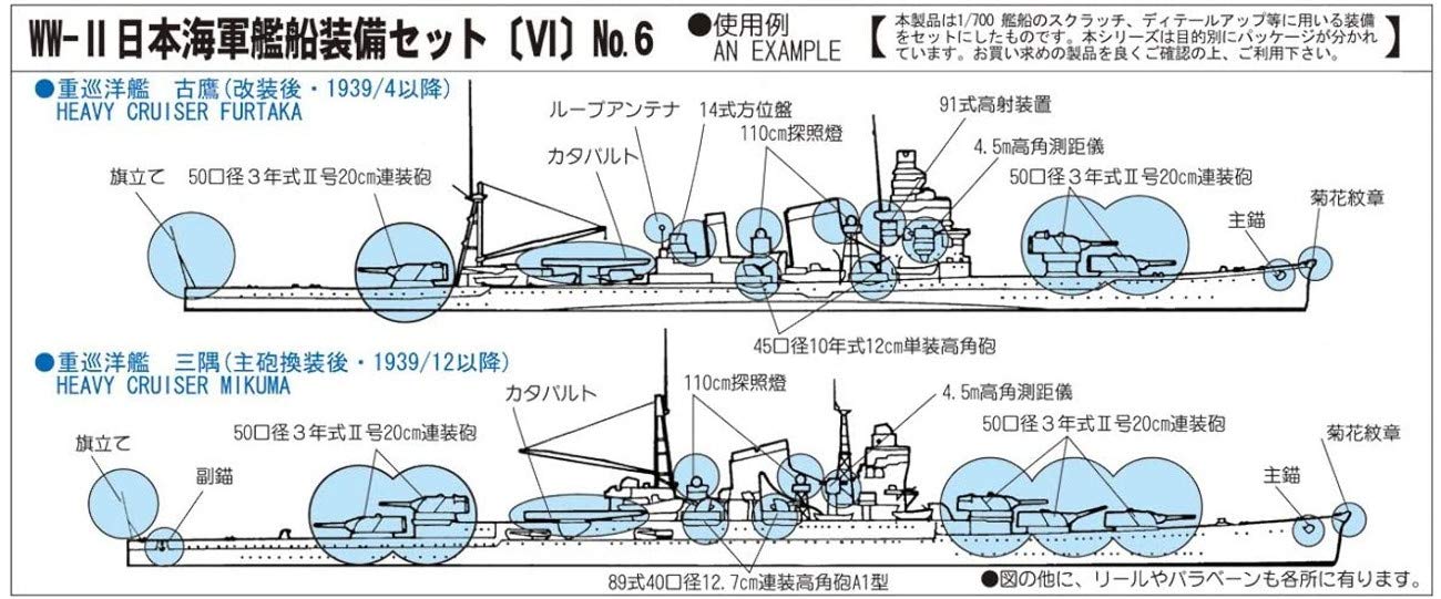 PIT-ROAD Skywave E-11 Equipment Parts For Ijn Ships Set 6 1/700 Scale Kit- Japan Figure Store - #1 Bring To You The Best Japanese Goods