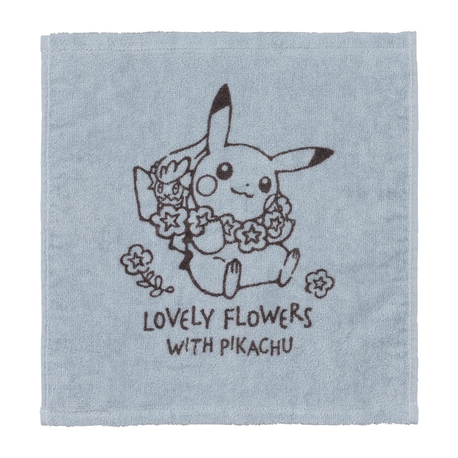 POKEMON CENTER ORIGINAL Hand Towel Lovely Flowers With Pikachu Blue Gray- Japan Figure Store - #1 Bring To You The Best Japanese Goods