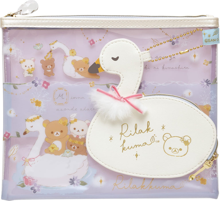 San-X Rilakkuma Swan and Golden Flower Pouch Set Ca33601- Japan Figure Store - #1 Bring To You The Best Japanese Goods