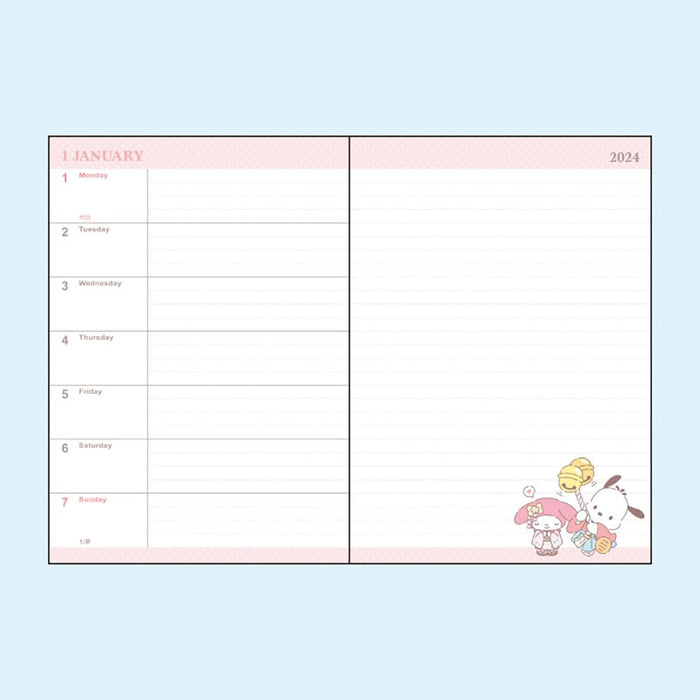 Sanrio 2024 704318 B6 Diary Horizontal Ruled Japan Characters- Japan Figure Store - #1 Bring To You The Best Japanese Goods